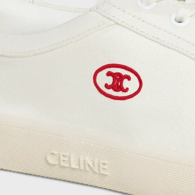 CELINE Lou Düşük Bağcıklı Sneaker, Kanvas ve Dana Derisi, Triomphe Desenli CELINE Lou Düşük Bağcıklı Sneaker, Kanvas ve Dana Derisi, Triomphe Desenli
