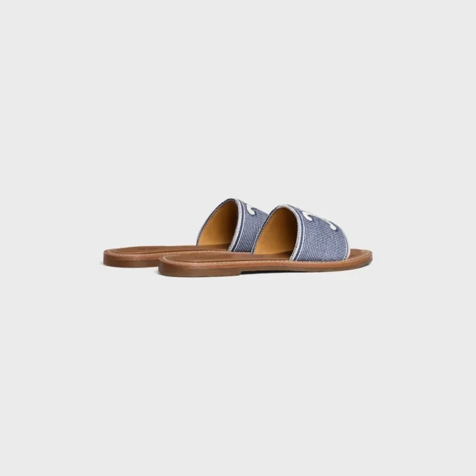 CELINE Lympia Mule, Çizgili Kumaş ve Triomphe CELINE Lympia Mule, Çizgili Kumaş ve Triomphe