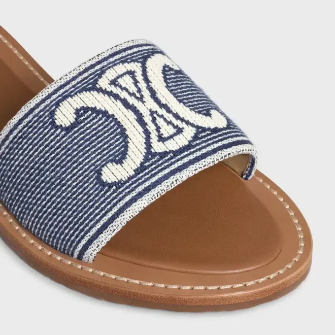 CELINE Lympia Mule, Çizgili Kumaş ve Triomphe CELINE Lympia Mule, Çizgili Kumaş ve Triomphe