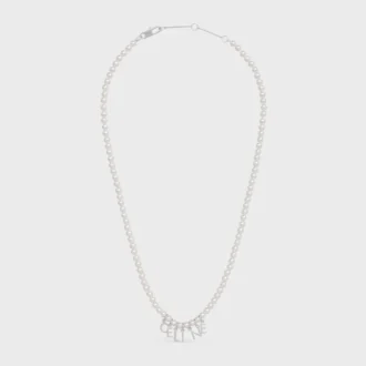 CELINE Monochroms Cam İnci ve Rodyum Kaplamalı Pirinç Kolye