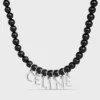 CELINE Monochroms Onyx ve Pirinçten Yapılmış, Rodyum Kaplamalı Boncuklu Kolye CELINE Monochroms Onyx ve Pirinçten Yapılmış, Rodyum Kaplamalı Boncuklu Kolye