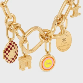 Charms Sulky Madalyon, Emaye ve Pirinç, Altın Kaplama Charms Sulky Madalyon, Emaye ve Pirinç, Altın Kaplama