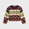Fair Isle Yünlü Bisiklet Yaka Kazak Fair Isle Yünlü Bisiklet Yaka Kazak