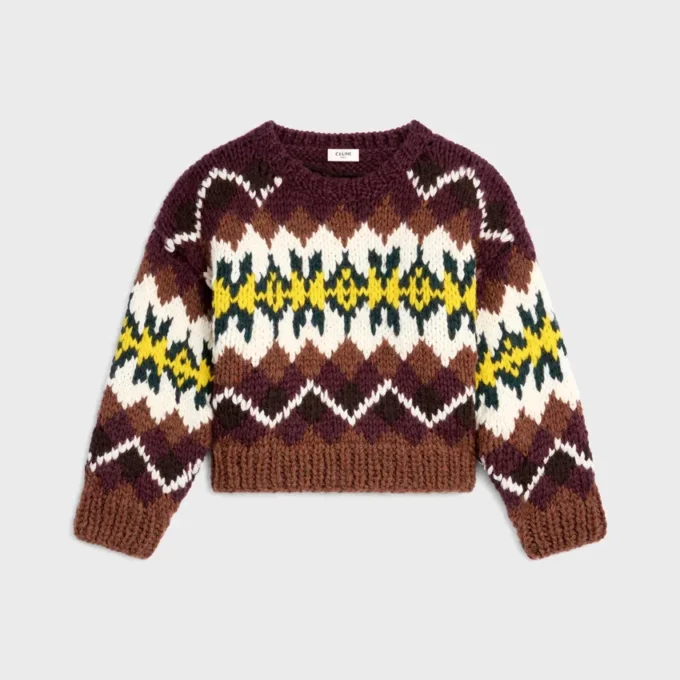Fair Isle Yünlü Bisiklet Yaka Kazak Fair Isle Yünlü Bisiklet Yaka Kazak