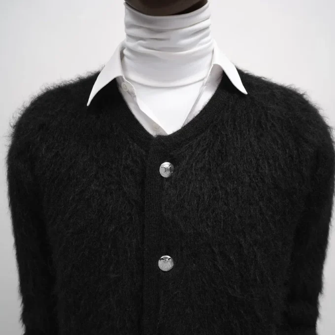 Fırçalanmış Mohair Hırka Fırçalanmış Mohair Hırka