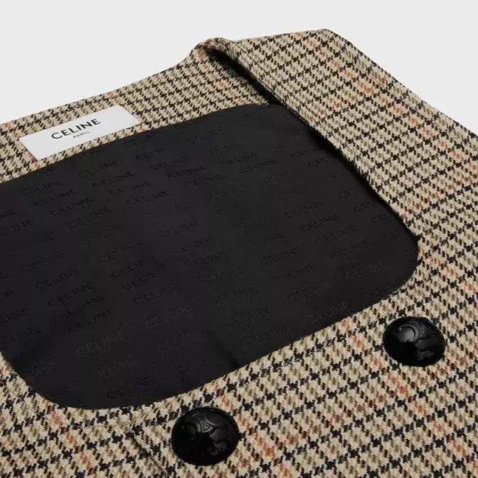 Houndstooth Yünlü Çift Düğmeli Yelek