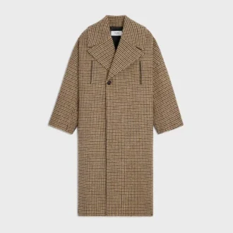 Houndstooth Yünlü Palto