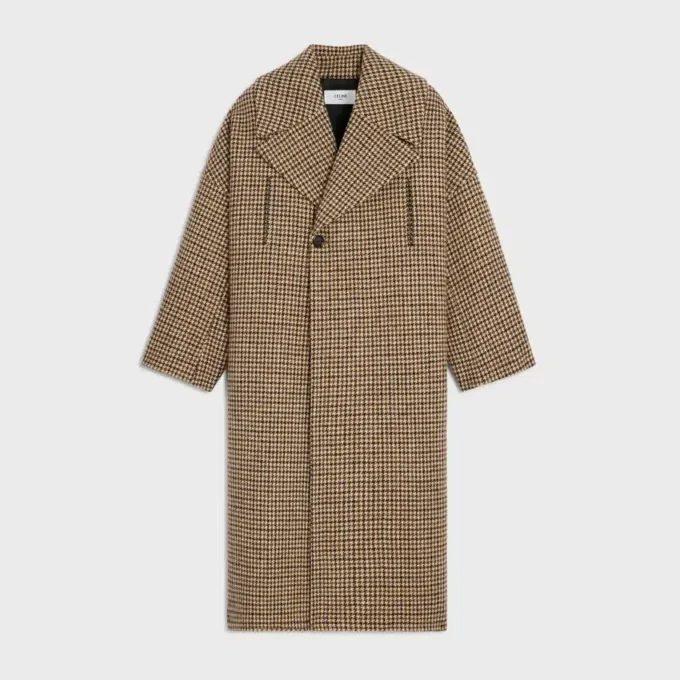 Houndstooth Yünlü Palto Houndstooth Yünlü Palto