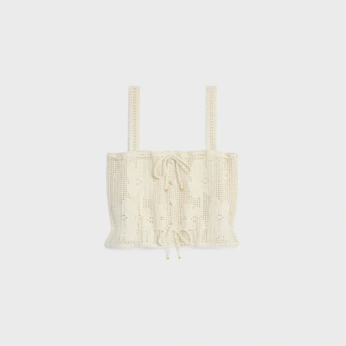 Çiçek Desenli Tığ İşi Pamuklu Crop Top Çiçek Desenli Tığ İşi Pamuklu Crop Top