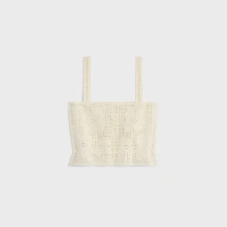 Çiçek Desenli Tığ İşi Pamuklu Crop Top