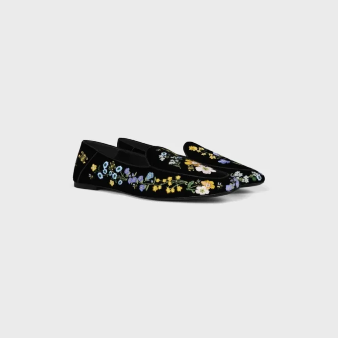 Çiçek İşlemeli Kadife Aura Loafer Çiçek İşlemeli Kadife Aura Loafer