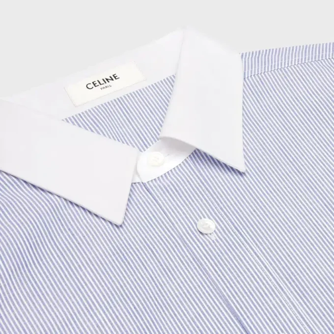 Çizgili Chambray Pamuklu Oversized Gömlek Çizgili Chambray Pamuklu Oversized Gömlek