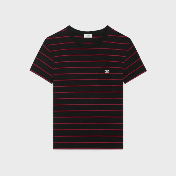 Çizgili Jersey Triomphe Normal Kesim Tişört Çizgili Jersey Triomphe Normal Kesim Tişört