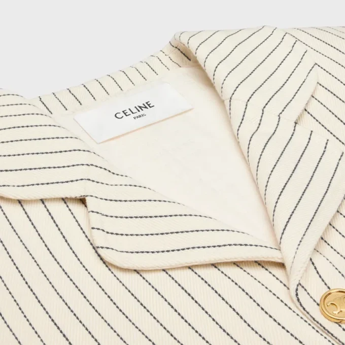 Çizgili Pamuklu Gabardin Ceket Çizgili Pamuklu Gabardin Ceket