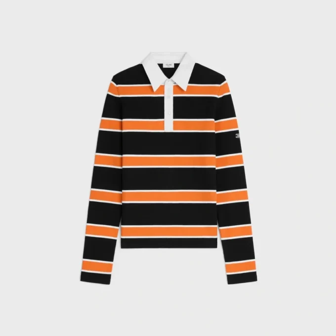 Çizgili Pamuklu Jersey Polo Gömlek