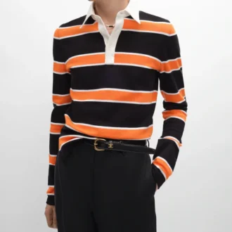 Çizgili Pamuklu Jersey Polo Gömlek