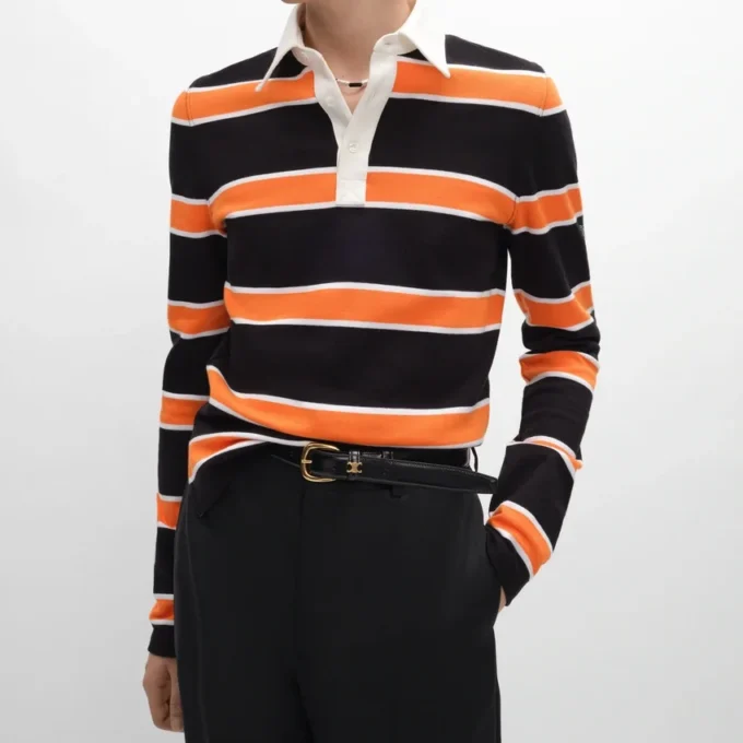 Çizgili Pamuklu Jersey Polo Gömlek
