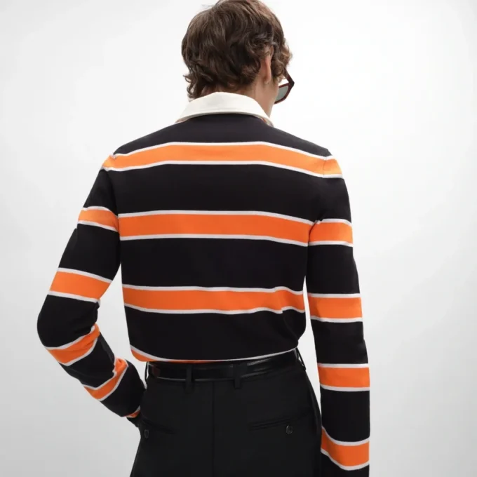 Çizgili Pamuklu Jersey Polo Gömlek