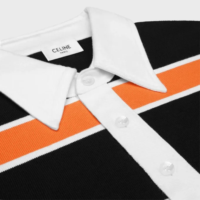 Çizgili Pamuklu Jersey Polo Gömlek
