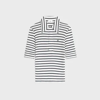 Çizgili İpek Jersey Polo Gömlek