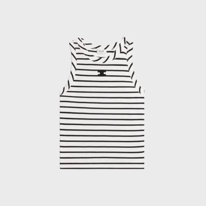 Çizgili İpek Jersey Triomphe Tank Top Çizgili İpek Jersey Triomphe Tank Top
