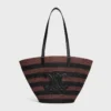 Çizgili Rafya ve Dana Derisinden CELINE Classic Panier Çizgili Rafya ve Dana Derisinden CELINE Classic Panier