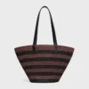 Çizgili Rafya ve Dana Derisinden CELINE Classic Panier Çizgili Rafya ve Dana Derisinden CELINE Classic Panier