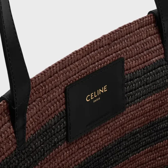Çizgili Rafya ve Dana Derisinden CELINE Classic Panier Çizgili Rafya ve Dana Derisinden CELINE Classic Panier