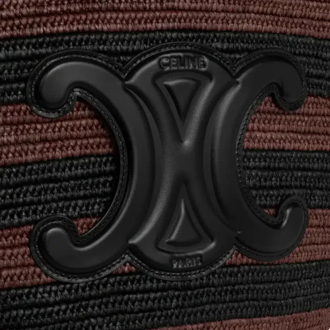 Çizgili Rafya ve Dana Derisinden CELINE Classic Panier Çizgili Rafya ve Dana Derisinden CELINE Classic Panier