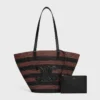 Çizgili Rafya ve Dana Derisinden CELINE Classic Panier Çizgili Rafya ve Dana Derisinden CELINE Classic Panier