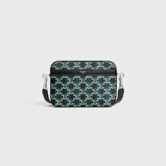 Çizgili Triomphe Canvas ve Dana Derisinden Küçük Messenger Çanta