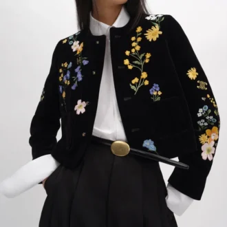 Kadife Icone Nakışlı Ceket