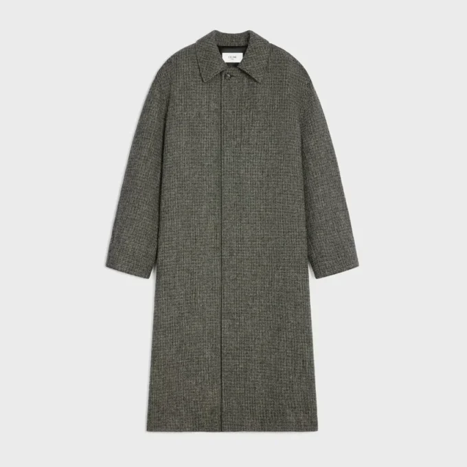 Kareli Yün Tweed Mac Ceket