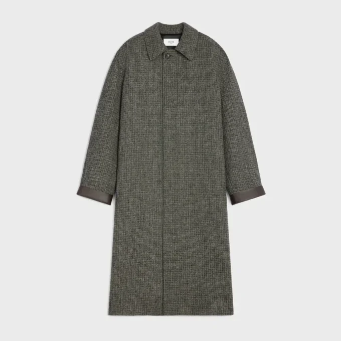 Kareli Yün Tweed Mac Ceket