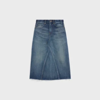 Koyu Union Wash Denim Midi Etek