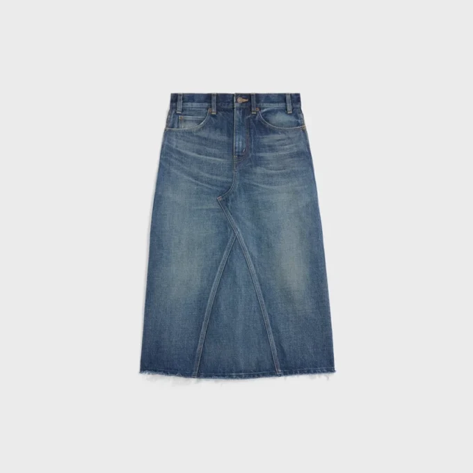 Koyu Union Wash Denim Midi Etek Koyu Union Wash Denim Midi Etek