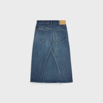 Koyu Union Wash Denim Midi Etek
