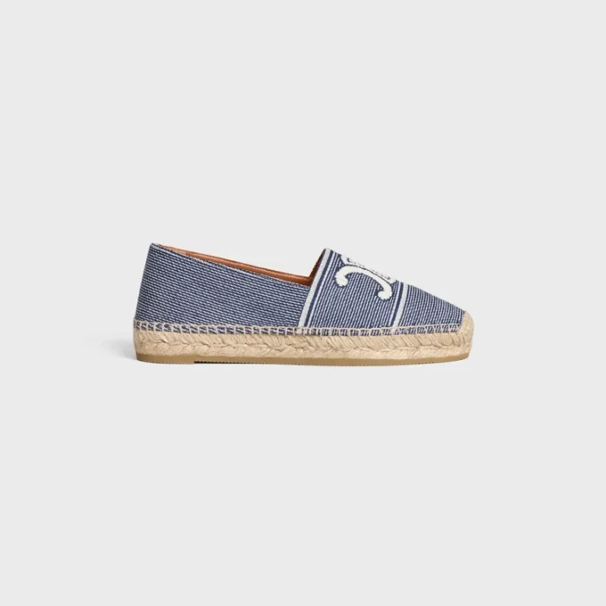 Les Espadrilles CELINE, Çizgili Kumaş ve Triomphe Les Espadrilles CELINE, Çizgili Kumaş ve Triomphe