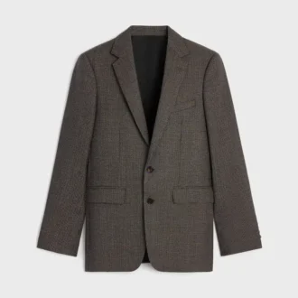 Mikro Houndstooth Yünlü Classic Ceket
