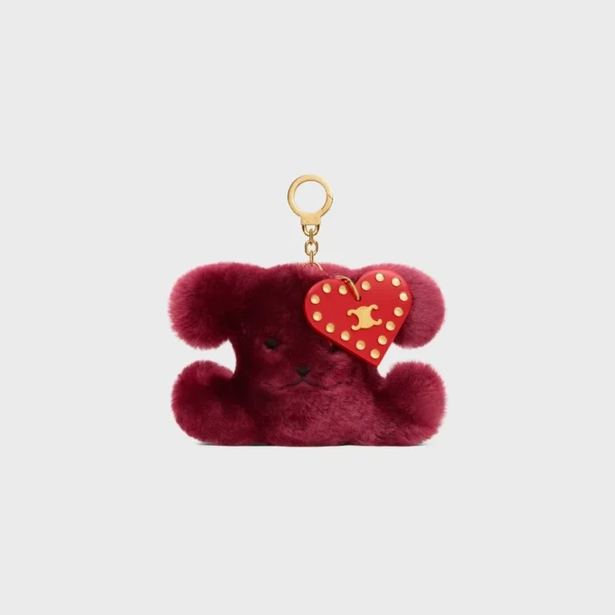 Nakışlı Shearling ve Dana Derisi Triomphe Ponpon Charm Nakışlı Shearling ve Dana Derisi Triomphe Ponpon Charm