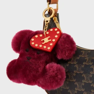 Nakışlı Shearling ve Dana Derisi Triomphe Ponpon Charm