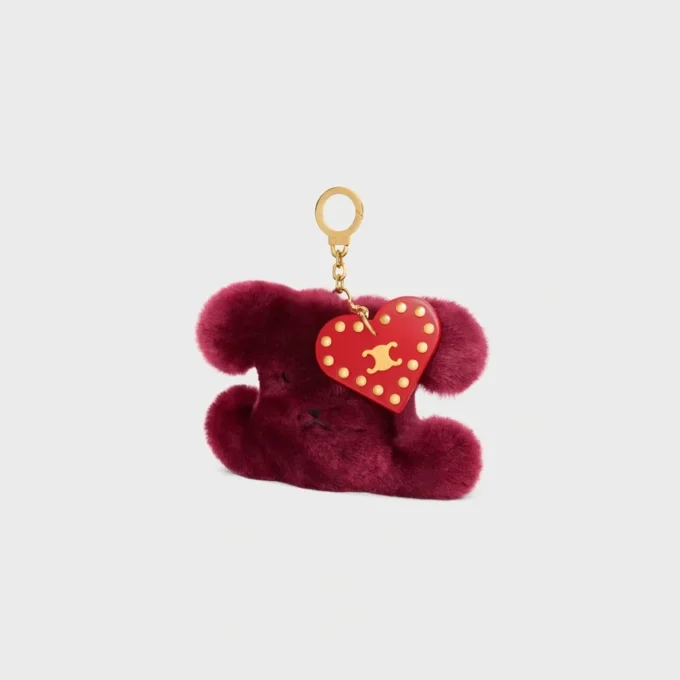 Nakışlı Shearling ve Dana Derisi Triomphe Ponpon Charm Nakışlı Shearling ve Dana Derisi Triomphe Ponpon Charm