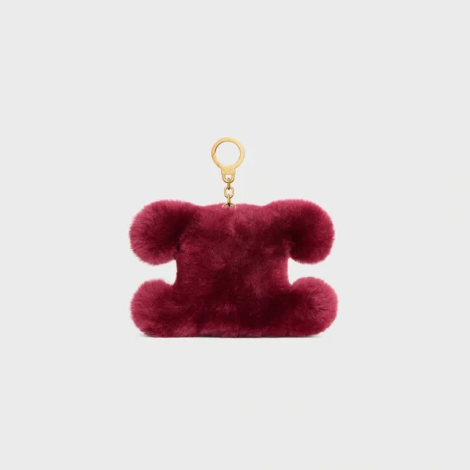 Nakışlı Shearling ve Dana Derisi Triomphe Ponpon Charm Nakışlı Shearling ve Dana Derisi Triomphe Ponpon Charm