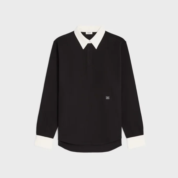 Noktalı Pamuklu Jersey Polo Gömlek Noktalı Pamuklu Jersey Polo Gömlek