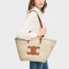 Orta Boy CELINE Classic Panier, Palmiye Yaprakları ve Dana Derisi Orta Boy CELINE Classic Panier, Palmiye Yaprakları ve Dana Derisi