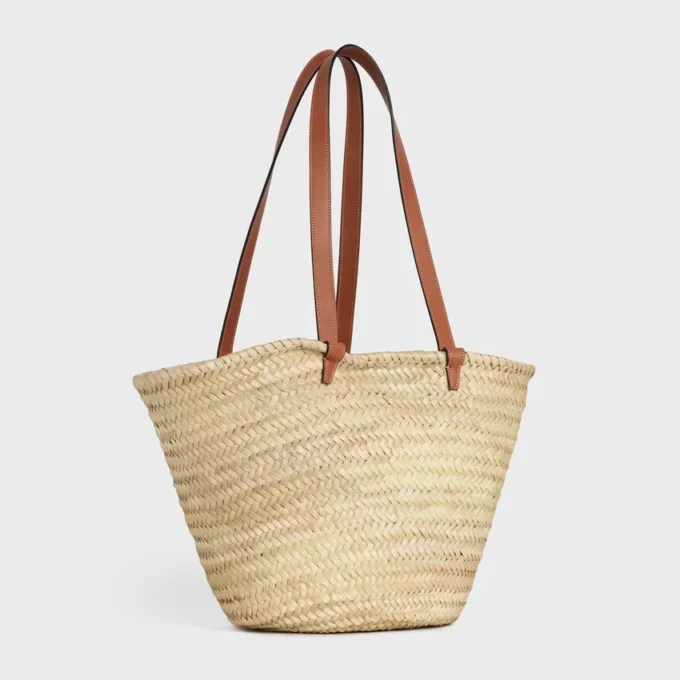 Orta Boy CELINE Classic Panier, Palmiye Yaprakları ve Dana Derisi Orta Boy CELINE Classic Panier, Palmiye Yaprakları ve Dana Derisi