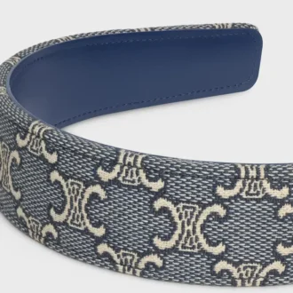 Pamuk, poliamid, polyester ve dana derisinden üretilmiş CELINE Jacquard Triomphe saç bandı