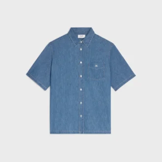 Pamuklu Denim Kısa Kollu Gömlek