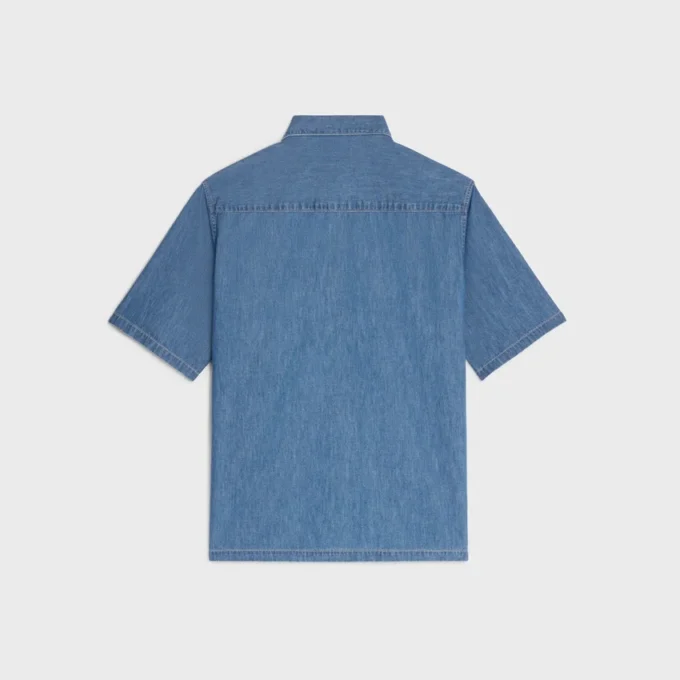 Pamuklu Denim Kısa Kollu Gömlek Pamuklu Denim Kısa Kollu Gömlek