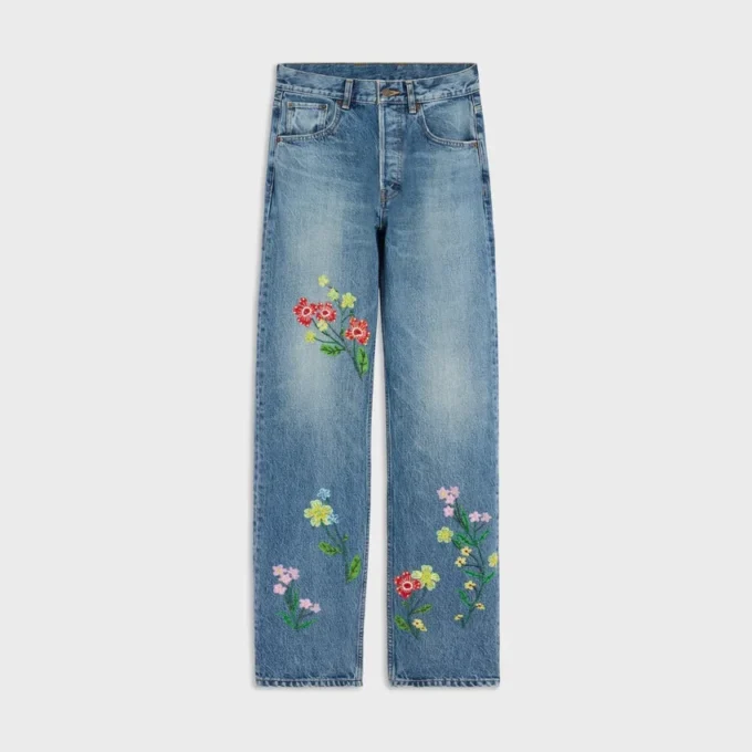 Pamuklu Denim Nakışlı Boyfriend Jeans 001 Pamuklu Denim Nakışlı Boyfriend Jeans 001